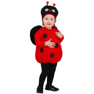 Insekt Marienkäfer Kinderkostüm Tunika kurz Puffy Ladybug Oberteil mit Mütze rot-schwarz
