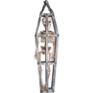 Skelett im Käfig Deko Hängefigur 50cm beige-silber