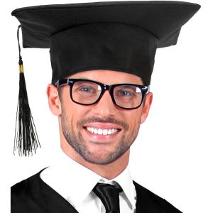 Schüler Abschlussklasse Hut Akademiker Professorenhut Textilhut Deluxe schwarz