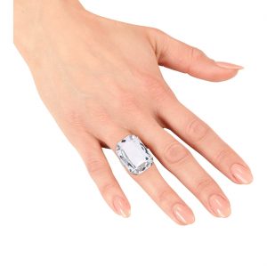 Edelleute Vintage / Gothic Ring mit Stein eckige Form verstellbar silber-weiß