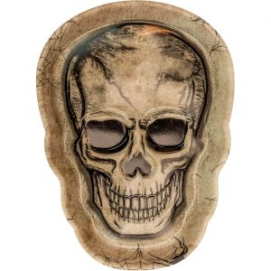 Schädel bleich Tablett Mehrweg in Schädelform 25x18cm beige-schwarz