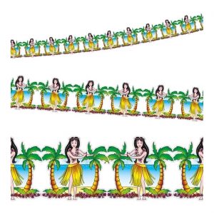 Hawaiianerin Dekogirlande aus Papier 300cm bunt