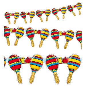 Mexikaner / Hawaiianer Dekogirlande Sambarasseln Rumbarasseln mit Sombreros aus Papier 300cm bunt