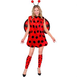 Insekt Marienkäfer Kostüm Kleid kurz mit Stulpen und Haarreif rot-schwarz
