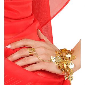 Orientalin Gipsy / Römerin Münzarmband mit Ring Manolette mit Münzen auch für Piratin Piratenschmuck gold