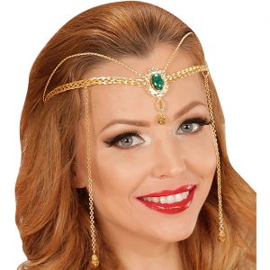 Edeldame Elfenprinzessin Krone Diadem Kopfschmuck auch für Cleopatra und Orientalin gold-grün