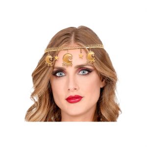 Orientalin Gipsy / Römerin Krone Diadem Kopfschmuck mit Mond und Sternen gold