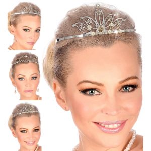Prinzessin Edeldame Krone Diadem aus Metall mit Swarovski Steinen verschiedene Formen silber