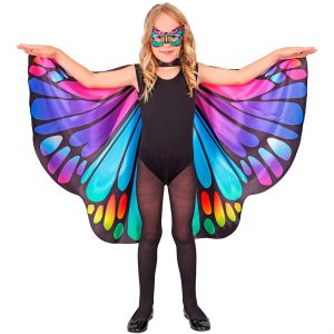 Insekt Schmetterling Kindecape lang / Riesenflügel zum Befestigen an den Handgelenken türkis-pink