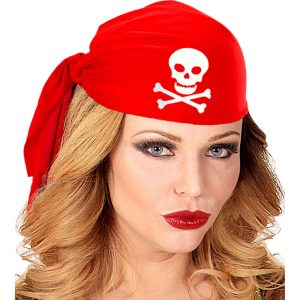 Piraten Kopftuch Kappe mit Schädel Classic rot-weiß