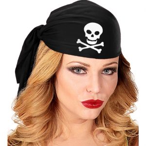Piraten Kopftuch Kappe mit Schädel Classic schwarz-weiß