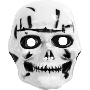 Schädel bleich Gesichtsmaske aus Kunststoff für Kinder schwarz-weiß