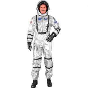 Astronaut Kostüm Overall mit Kapuze silber