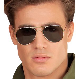 Piloten / Polizisten Charakterbrille gold-schwarz