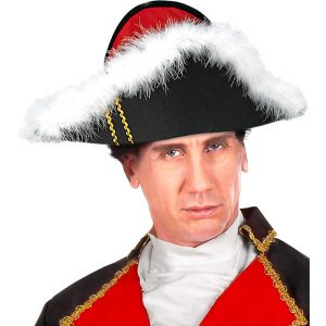 Napoleon Uniform Zweispitzhut mit Marabu Classic schwarz-rot