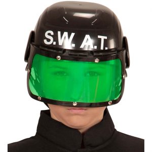 SWAT Helm mit Visier zum hochklappen für Kinder S.W.A.T. schwarz-grün