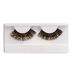 Künstliche Wimpern mit Kleber abwechselnde Strähnchen zweifarbig schwarz-gold