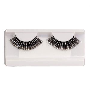 Künstliche Wimpern mit Kleber abwechselnde Strähnchen zweifarbig schwarz-silber