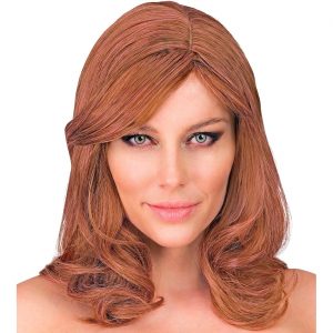 Perücke kurz Bob lockig Dream Hair Bella Kurzhaarfrisur Pagenschnitt mit Locken und Seitenscheitel einfarbig hellrot