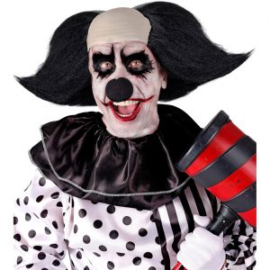 Böser Clown Teilglatze Haarkranz kurz glatt K.Clown Halbglatzenkappe zum Aufsetzen mit Latexteil Killerclown schwarz