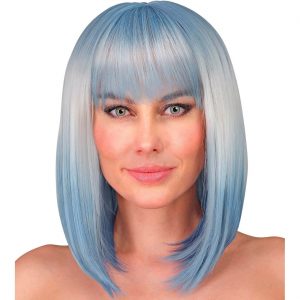 Perücke kurz Bob glatt Dream Hair Layla Kurzhaarfrisur Pagenschnitt rund auslaufend mit Pony blond einfarbig hellblau