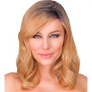 Perücke kurz Bob lockig Dream Hair Bella Kurzhaarfrisur Pagenschnitt mit Locken und Seitenscheitel einfarbig blond