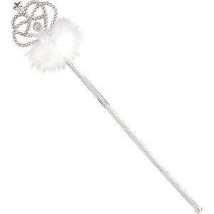 Märchenprinzessin / Fee Zauberstab Zepter aus Kunststoff mit Marabu silber