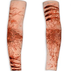 Blutige Tattooärmel Armstulpen lang Motiv VERWUNDET haut-rot