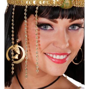 Ägypterin Cleopatra Ohrringe Clips mit Frauenbüste in Nofreteteform gold