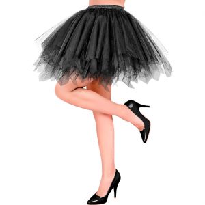 Rock Petticoat kurz Tutu aus Tüll Zipfelrock einfarbig schwarz