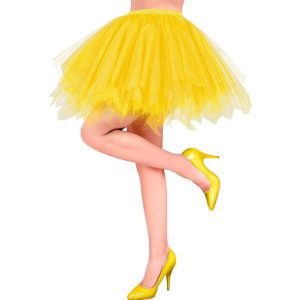 Rock Petticoat kurz Tutu aus Tüll Zipfelrock einfarbig neongelb