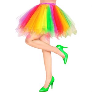 Regenbogen Rock Petticoat kurz Tutu aus Tüll Zipfelrock bunt