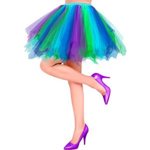Meerjungfrau Rock Petticoat kurz Tutu aus Tüll Zipfelrock auch für andere Wasserthemen blau-grün