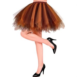 Reh Faun Rentier Rock Petticoat kurz Tutu aus Tüll Zipfelrock auch für Tierthemen oder Steampunk hellbraun-braun