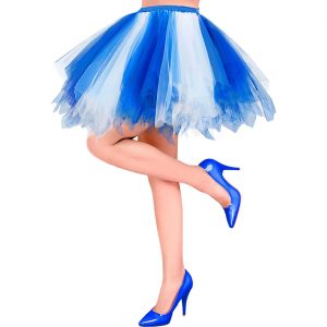 Rock Petticoat kurz Tutu aus Tüll Zipfelrock auch für Garde und Cheerleader zweifarbig weiß-blau