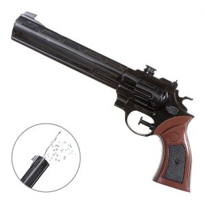 Western / Polizei Pistole Wasserpistole Scherzartikel Wodka-Gun 30cm schwarz-braun