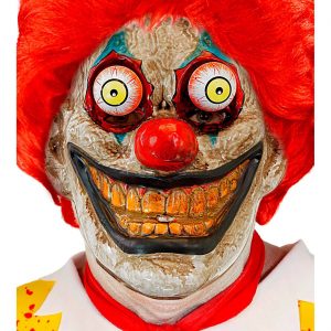 Böser Clown Gesichtsmaske mit Wackelaugen Clownmaske beige-bunt