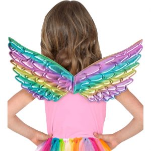 Regenbogen Textilflügel 43x22 mit Haltebändern metallic bunt