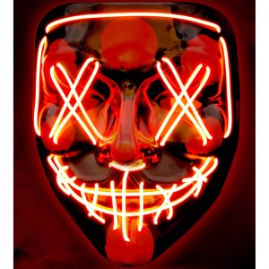 Serienkiller Säuberung Kunststoffmaske mit LED gruselige LED Maske schwarz-rot