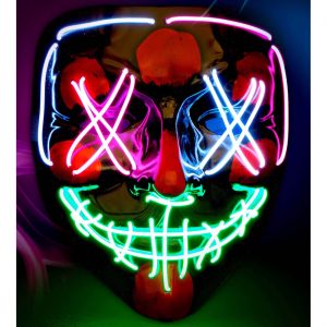 Serienkiller Säuberung Kunststoffmaske mit LED gruselige LED Maske schwarz-bunt