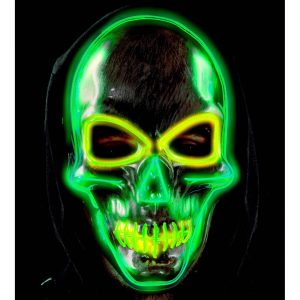 Schädel bleich Kunststoffmaske mit LED Totenkopf LED Maske silber-grün
