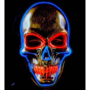 Schädel bleich Kunststoffmaske mit LED Totenkopf LED Maske gold-blau