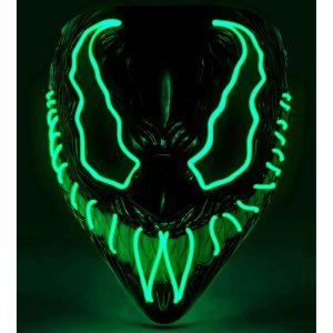Monster mit Horrorgebiss Kunststoffmaske mit LED Monster LED Maske grün