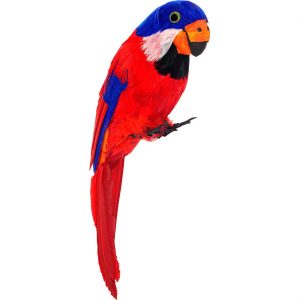Vogel Papagei Deko Standfigur mit Federn auch für Piraten auf die Schulter zu setzen 40cm rot-bunt