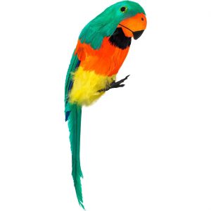 Vogel Papagei Deko Standfigur mit Federn auch für Piraten auf die Schulter zu setzen 40cm grün-bunt