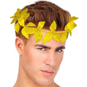 Römer Griechen Lorbeerkranz Lorbeerkrone metallic Stirnband mit Textilblättern formbar gold