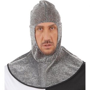 Ritter Helm Kettenhaube aus Stoff Ritterhaube mittelalterliche Ritterkapuze silber