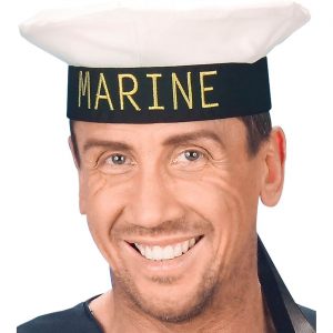 Matrose Mütze Matrosenmütze Marine mit Bändern weiß-schwarz