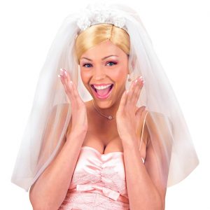 Braut / Geisterbraut Haarreif mit Schleier und Blumen Tüll mit Satin weiß