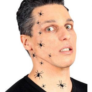 Spinnen Tattoo Set verschiedene Größen schwarz